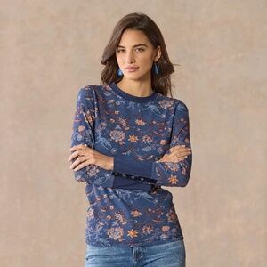 Sundance Floral Thermal Waffle Weave Long Sleeve Shirt Size Small